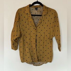 Knot Sisters Gold Bee Satin Blouse